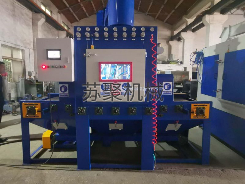 磨具輸送式噴砂機調試現(xiàn)場